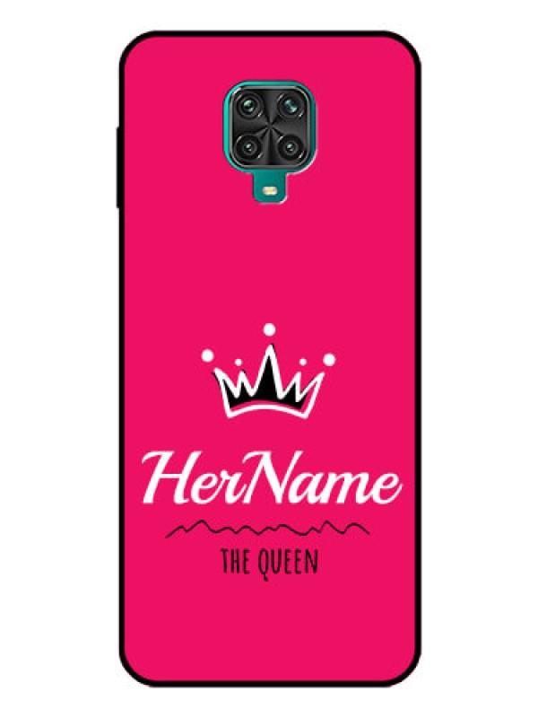 Custom Poco M2 Pro Glass Phone Case Queen with Name