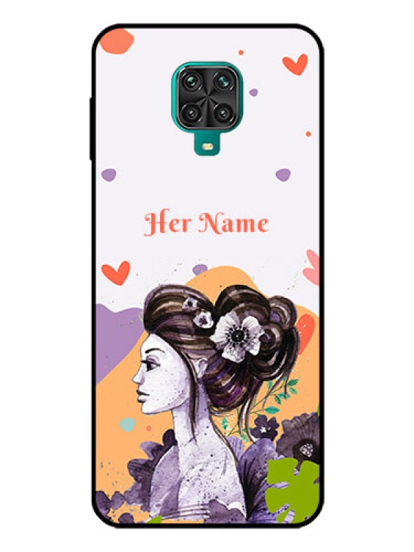 Custom Poco M2 Pro Personalized Glass Phone Case - Woman And Nature Design