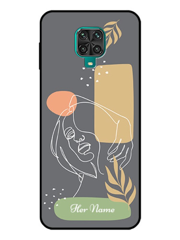 Custom Poco M2 Pro Custom Glass Phone Case - Gazing Woman line art Design