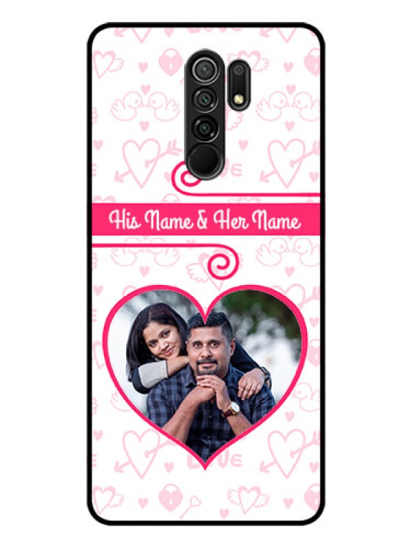 Custom Poco M2 Reloaded Personalized Glass Phone Case  - Heart Shape Love Design