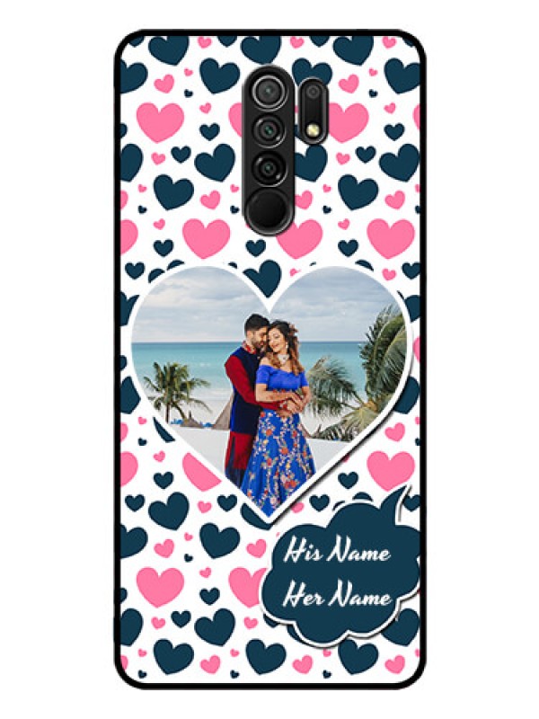 Custom Poco M2 Reloaded Custom Glass Phone Case  - Pink & Blue Heart Design