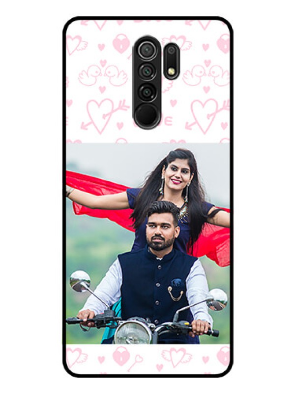 Custom Poco M2 Reloaded Custom Glass Mobile Case  - Pink Flying Heart Design