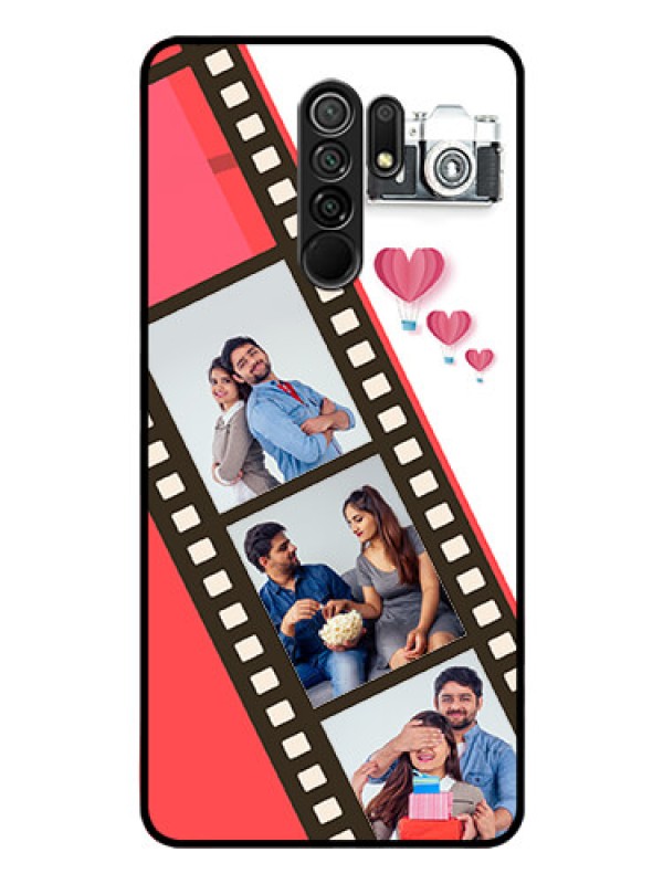 Custom Poco M2 Reloaded Personalized Glass Phone Case  - 3 Image Holder with Film Reel
