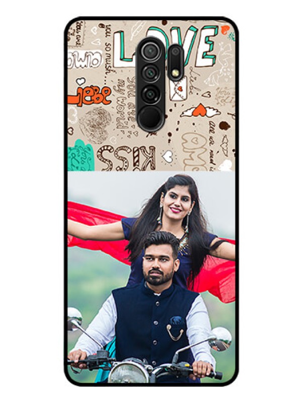 Custom Poco M2 Reloaded Custom Glass Phone Case  - Love Doodle Pattern 