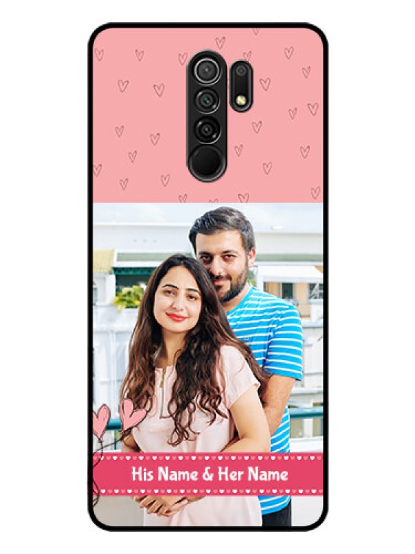 Custom Poco M2 Reloaded Personalized Glass Phone Case  - Love Design Peach Color