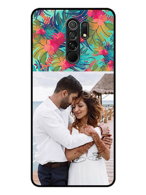 Custom Poco M2 Reloaded Photo Printing on Glass Case  - Watercolor Floral Design