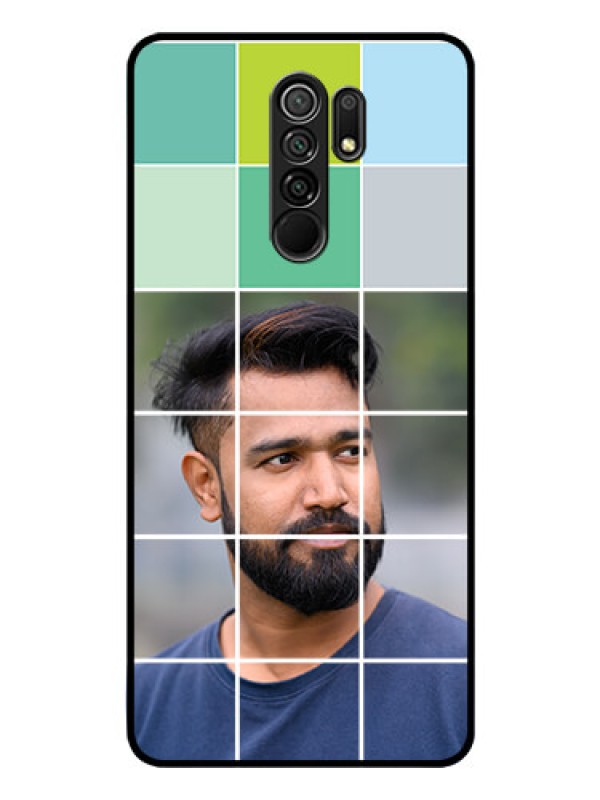 Custom Poco M2 Reloaded Photo Printing on Glass Case  - with white box pattern 