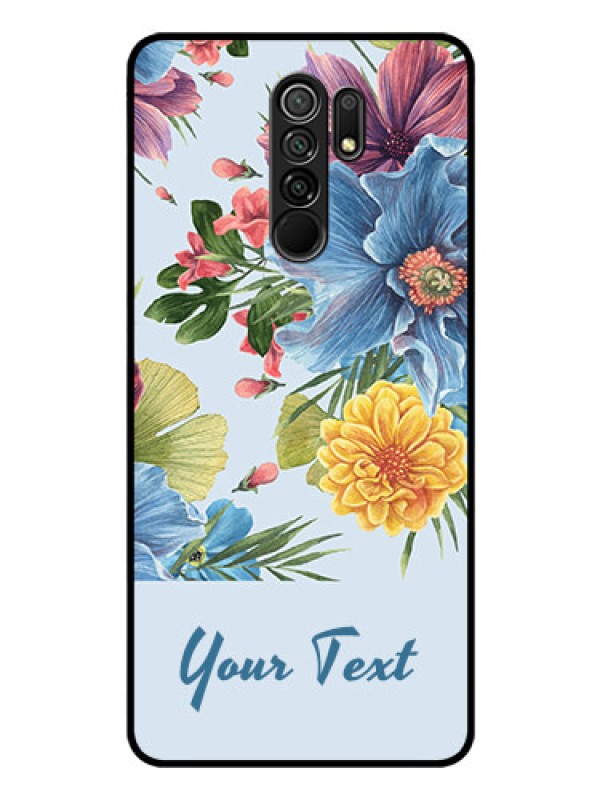 Custom Poco M2 Reloaded Custom Glass Mobile Case - Stunning Watercolored Flowers Painting Design
