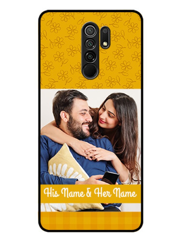 Custom Poco M2 Custom Glass Mobile Case  - Yellow Floral Design