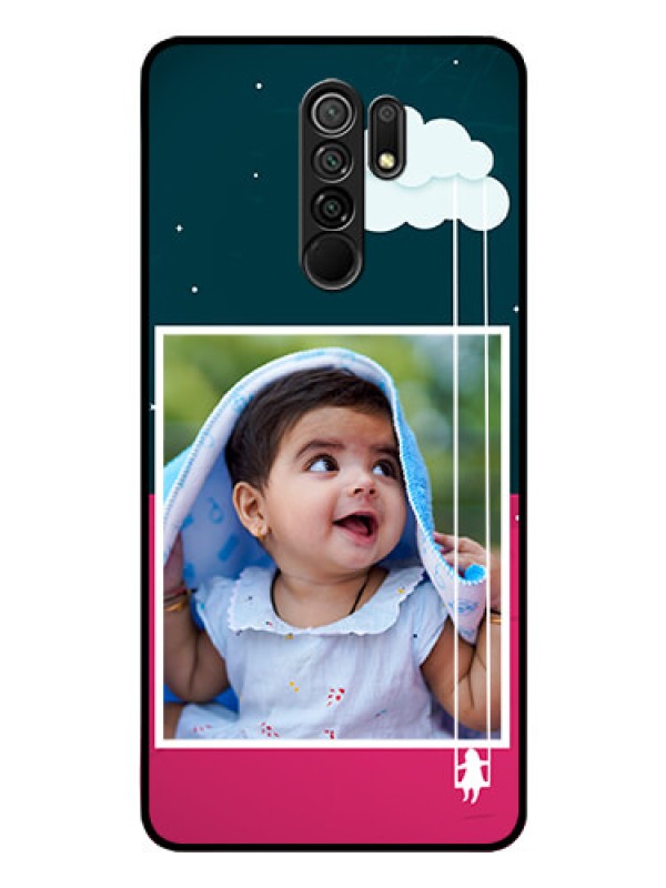 Custom Poco M2 Custom Glass Phone Case  - Cute Girl with Cloud Design