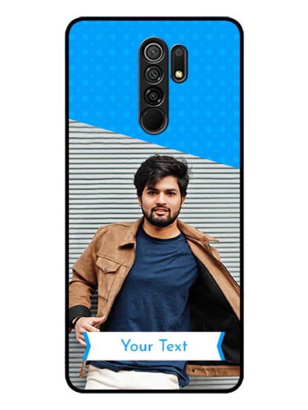 Custom Poco M2 Photo Printing on Glass Case  - Simple Blue Color Design