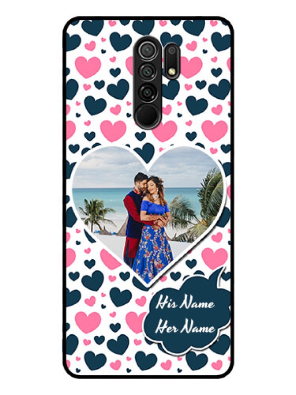 Custom Poco M2 Custom Glass Phone Case  - Pink & Blue Heart Design