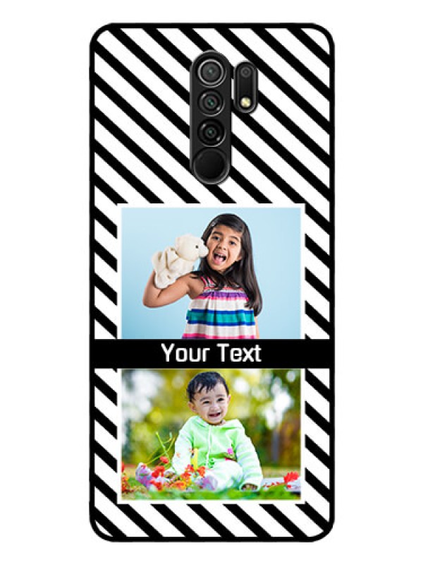 Custom Poco M2 Photo Printing on Glass Case  - Black And White Stripes Design