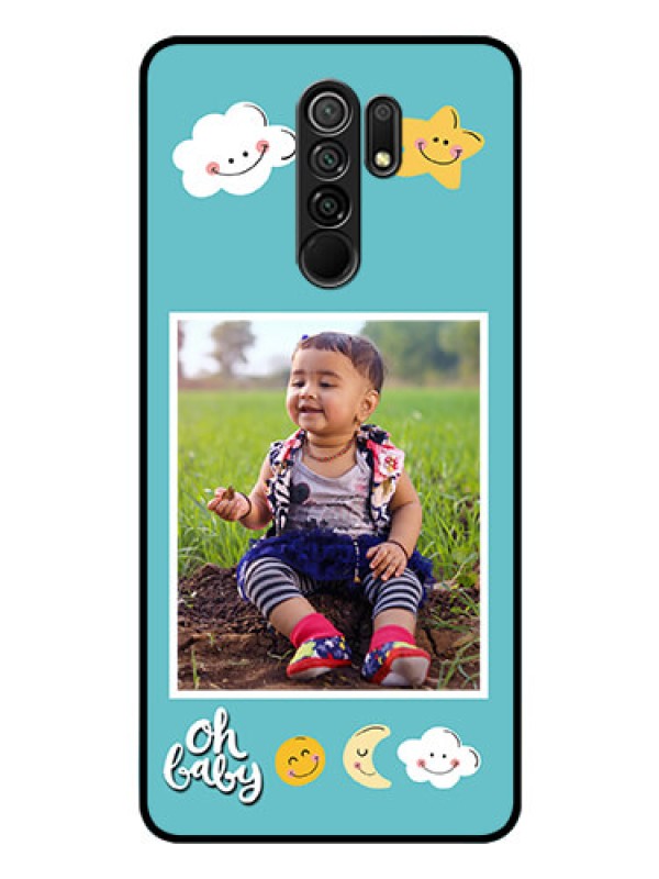 Custom Poco M2 Personalized Glass Phone Case  - Smiley Kids Stars Design