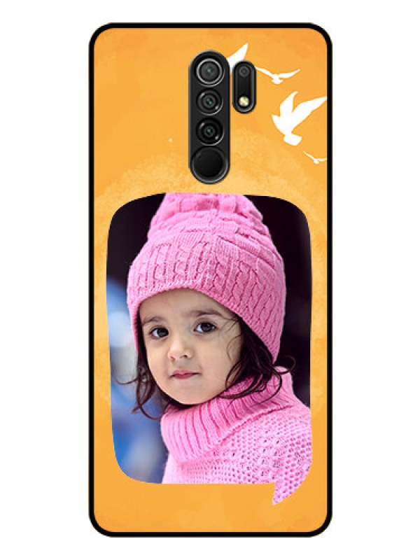 Custom Poco M2 Personalized Glass Phone Case  - Water Color Design with Bird Icons