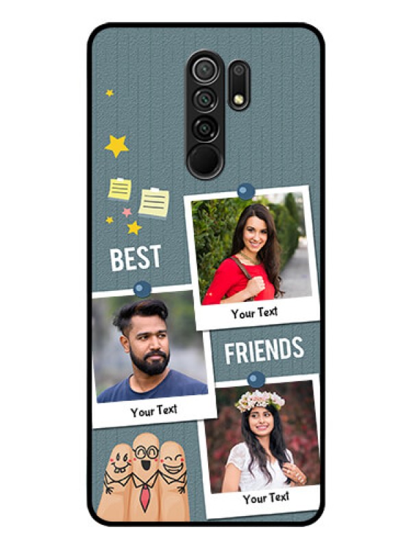 Custom Poco M2 Personalized Glass Phone Case  - Sticky Frames and Friendship Design