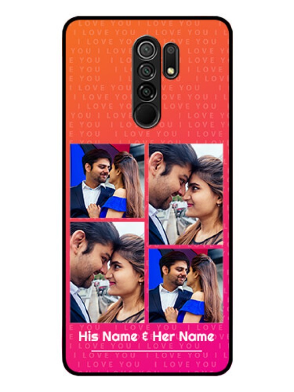 Custom Poco M2 Custom Glass Phone Case  - I Love You Pink Design