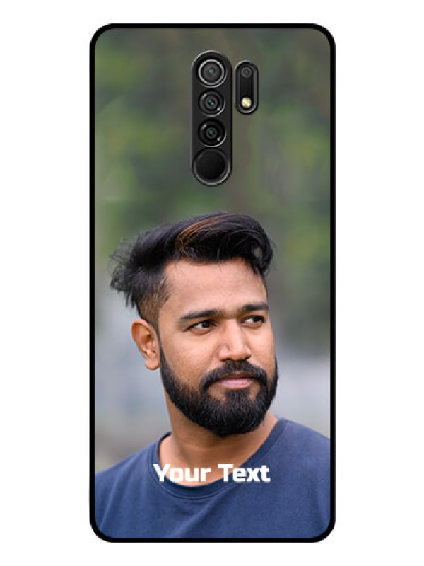Custom Poco M2 Glass Mobile Cover: Photo with Text