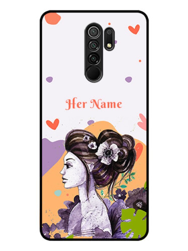 Custom Poco M2 Personalized Glass Phone Case - Woman And Nature Design
