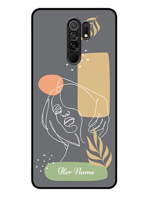 Custom Poco M2 Custom Glass Phone Case - Gazing Woman line art Design