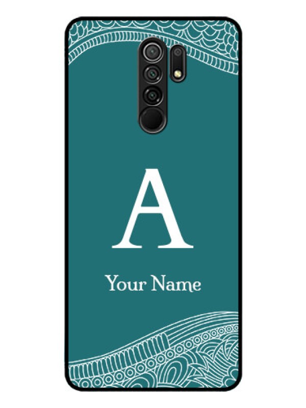 Custom Poco M2 Personalized Glass Phone Case - line art pattern with custom name Design