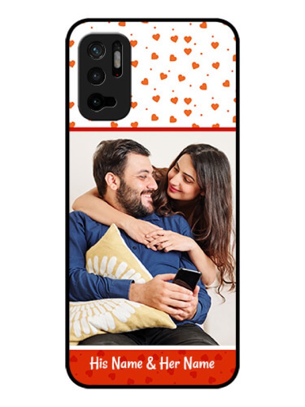 Custom Poco M3 Pro 5G Custom Glass Phone Case - Orange Love Symbol Design