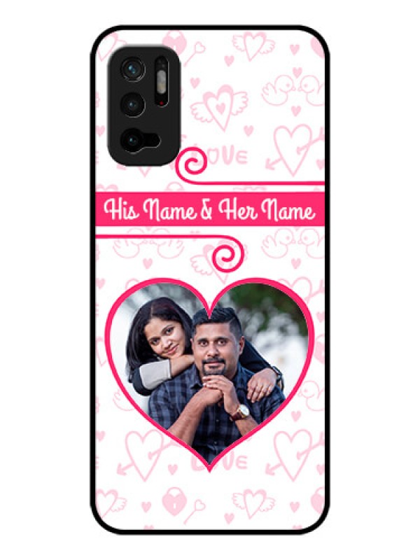 Custom Poco M3 Pro 5G Personalized Glass Phone Case - Heart Shape Love Design