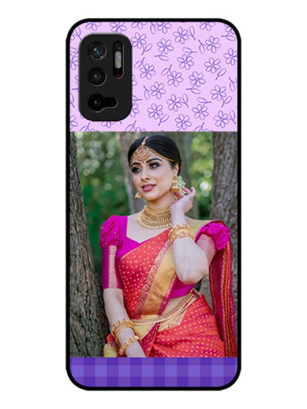 Custom Poco M3 Pro 5G Custom Glass Phone Case - Purple Floral Design