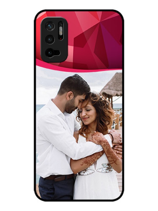 Custom Poco M3 Pro 5G Custom Glass Mobile Case - Red Abstract Design