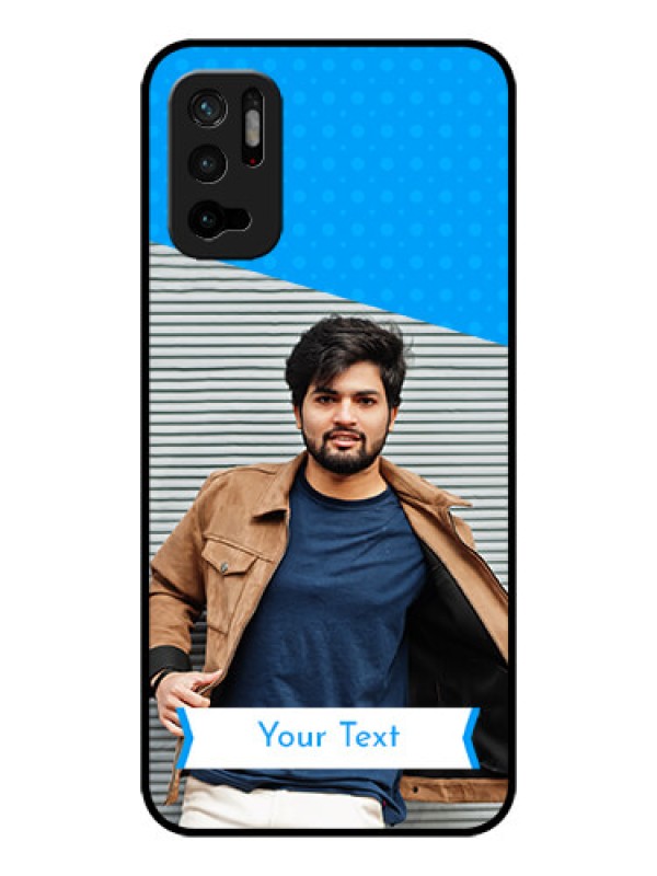 Custom Poco M3 Pro 5G Photo Printing on Glass Case - Simple Blue Color Design