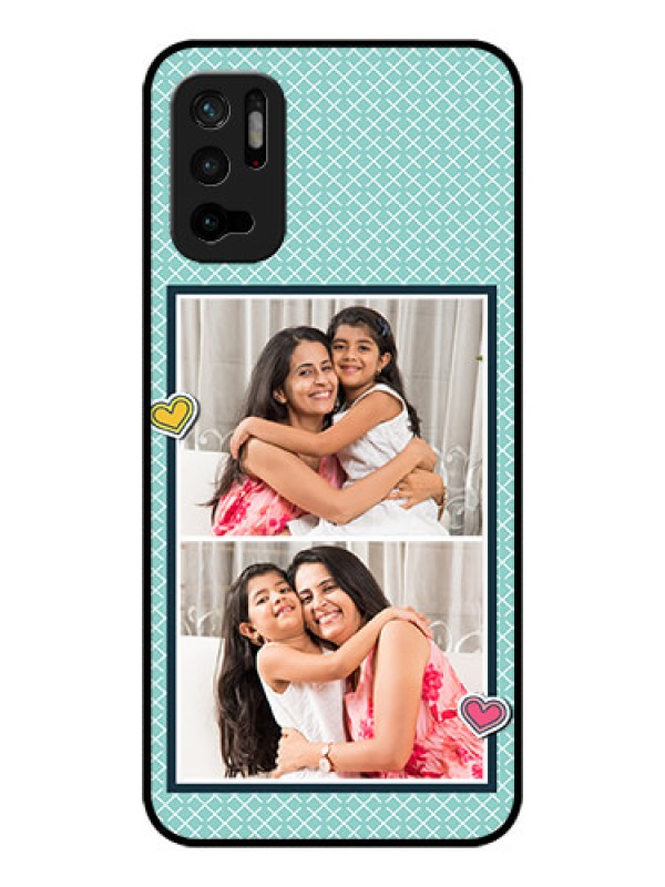 Custom Poco M3 Pro 5G Custom Glass Phone Case - 2 Image Holder with Pattern Design