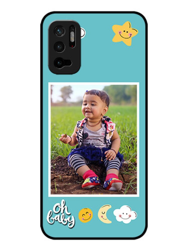 Custom Poco M3 Pro 5G Personalized Glass Phone Case - Smiley Kids Stars Design