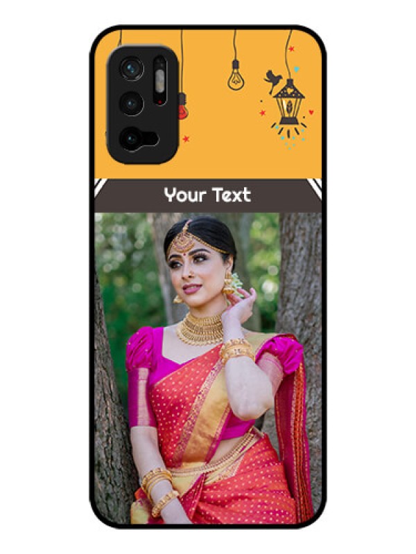 Custom Poco M3 Pro 5G Custom Glass Mobile Case - with Family Picture and Icons 