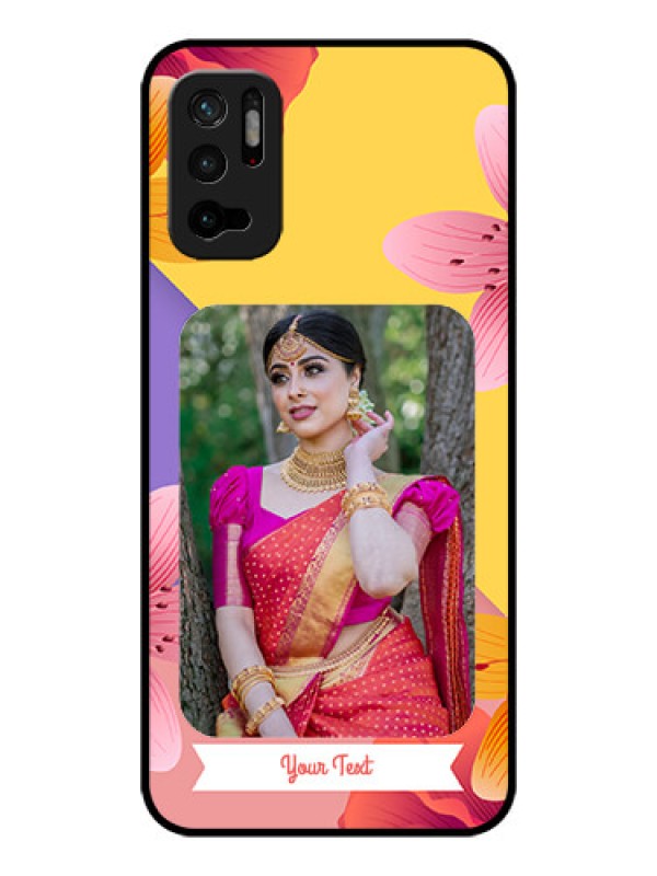 Custom Poco M3 Pro 5G Custom Glass Mobile Case - 3 Image With Vintage Floral Design