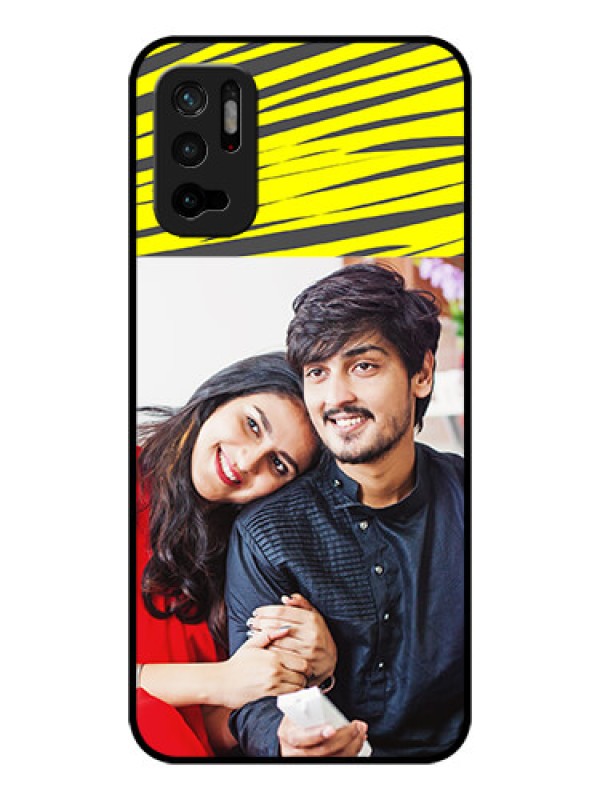 Custom Poco M3 Pro 5G Photo Printing on Glass Case - Yellow Abstract Design