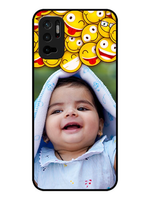 Custom Poco M3 Pro 5G Custom Glass Mobile Case - with Smiley Emoji Design