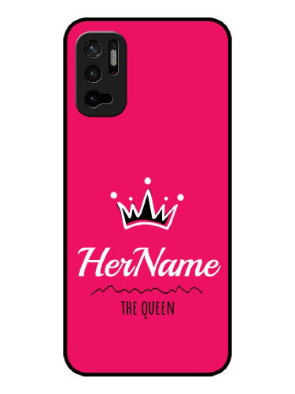 Custom Poco M3 Pro 5G Glass Phone Case Queen with Name