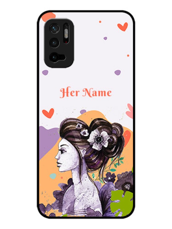 Custom Poco M3 Pro 5G Personalized Glass Phone Case - Woman And Nature Design