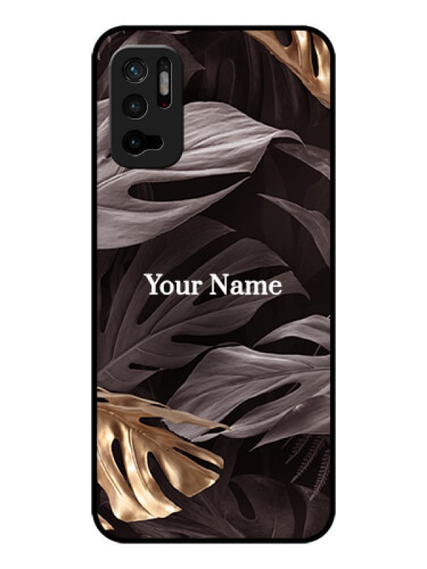 Custom Poco M3 Pro 5G Personalised Glass Phone Case - Wild Leaves digital paint Design