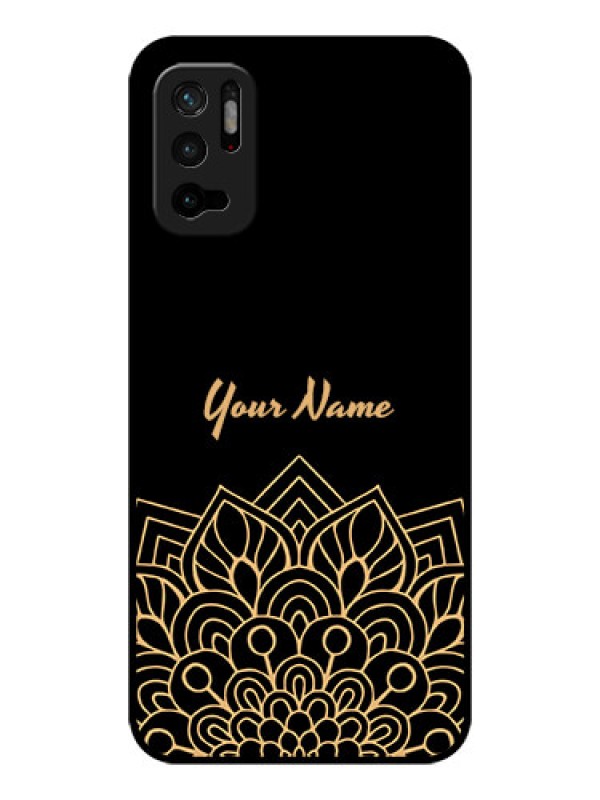 Custom Poco M3 Pro 5G Custom Glass Phone Case - Golden mandala Design