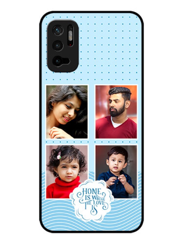 Custom Poco M3 Pro 5G Custom Glass Phone Case - Cute love quote with 4 pic upload Design