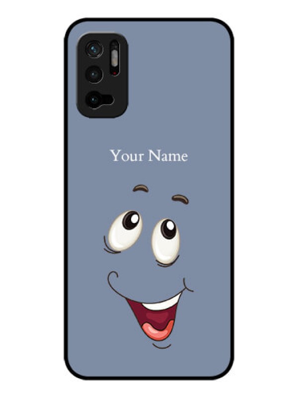 Custom Poco M3 Pro 5G Photo Printing on Glass Case - Laughing Cartoon Face Design