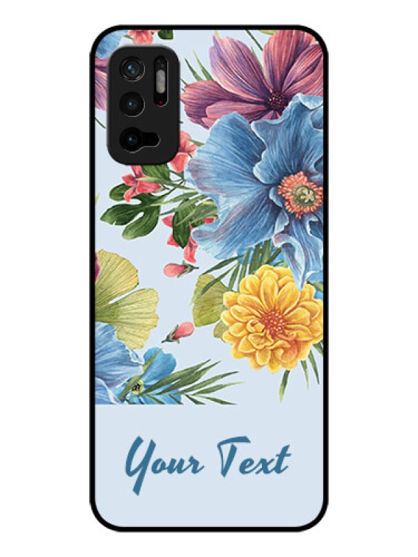 Custom Poco M3 Pro 5G Custom Glass Mobile Case - Stunning Watercolored Flowers Painting Design