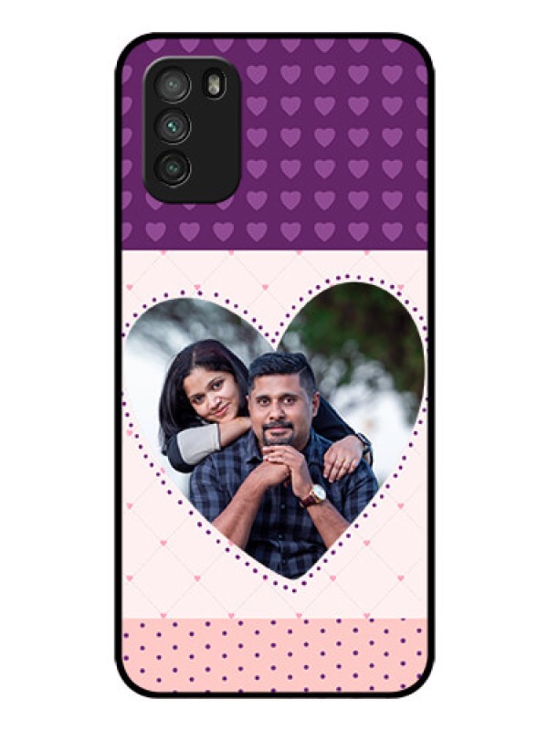 Custom Poco M3 Custom Glass Phone Case  - Violet Love Dots Design