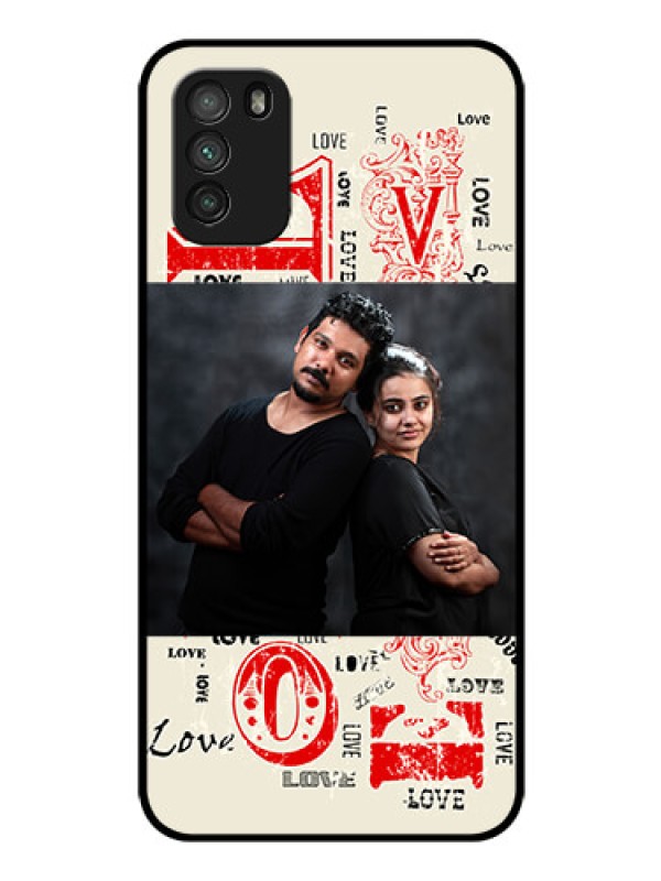 Custom Poco M3 Photo Printing on Glass Case  - Trendy Love Design Case