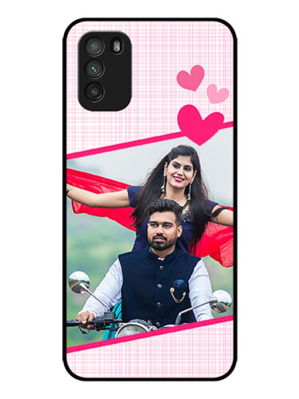 Custom Poco M3 Custom Glass Phone Case  - Love Shape Heart Design