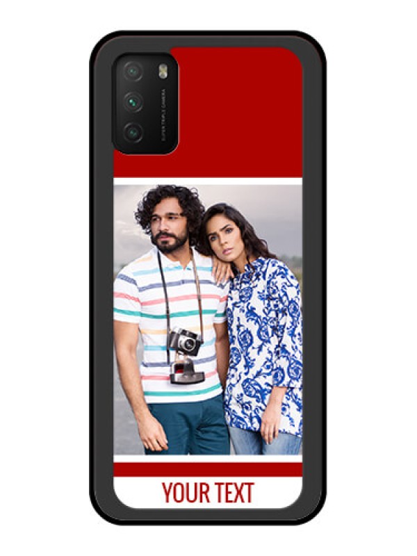 Custom Poco M3 Personalized Glass Phone Case  - Simple Red Color Design