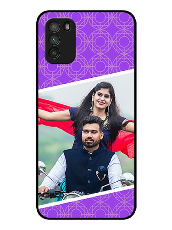Custom Poco M3 Custom Glass Phone Case  - Violet Pattern Design