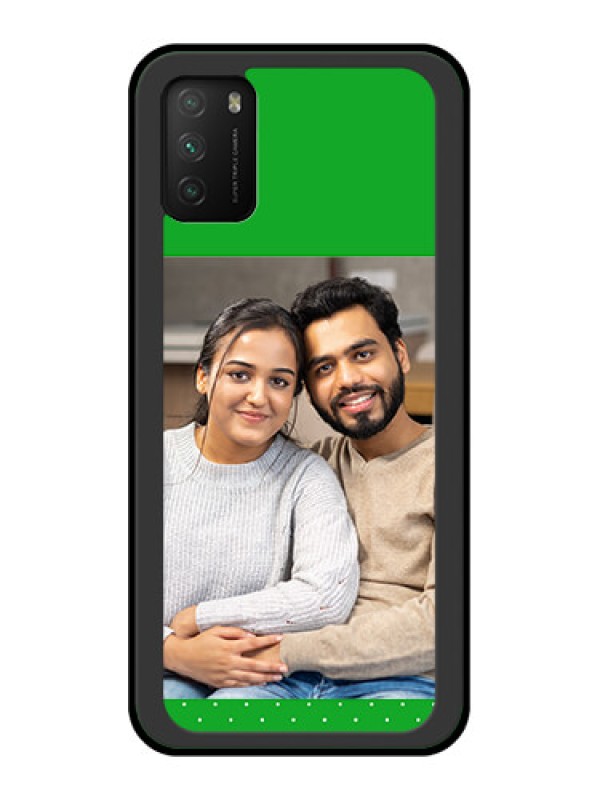 Custom Poco M3 Personalized Glass Phone Case  - Green Pattern Design