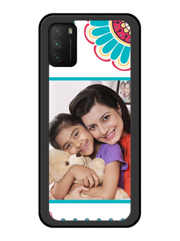 Custom Poco M3 Custom Glass Phone Case  - Flower Design